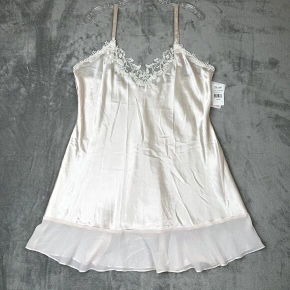 VTG Dentelle Lingerie SZ Large Satin Peach Teddy Baby Doll Nightgown Classy Bead - Picture 1 of 8